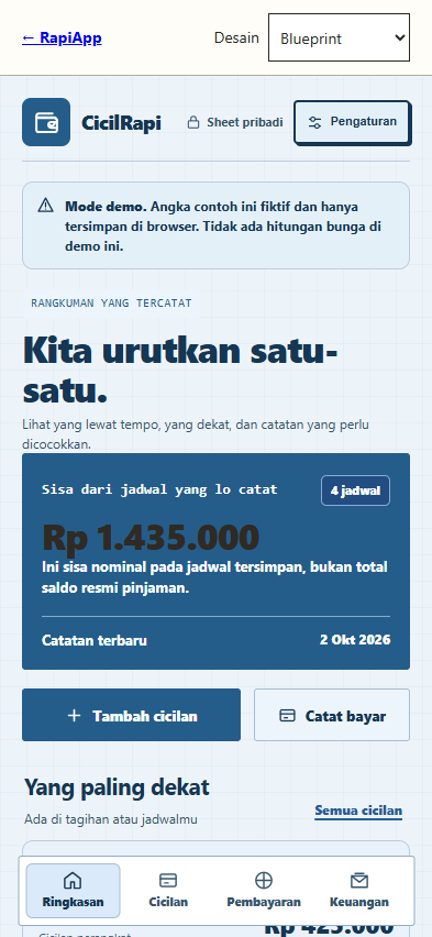 Contoh aplikasi dengan desain Blueprint