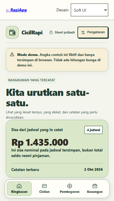 Preview Soft UI untuk CicilRapi