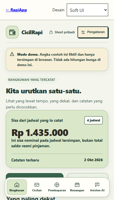 Preview Soft UI untuk CicilRapi